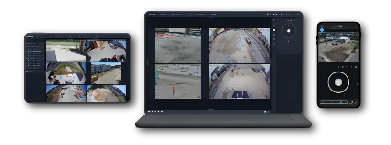 BIGView mobile surveillance app interface showing live 4K security feeds on a smartphone.